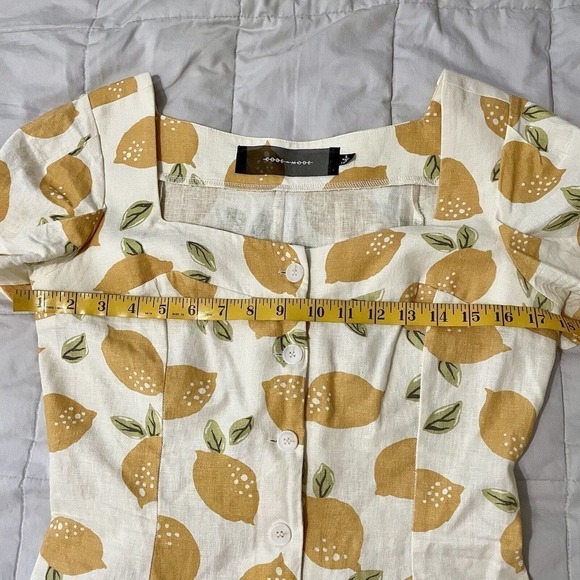 Code x Mode Nordstrom Blouse Top Size Small Linen Blend Lemon Print Shor… - Picture 5 of 7